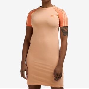 Adidas Coral Short-Sleeve Bodycon Mini Dress / Size Small